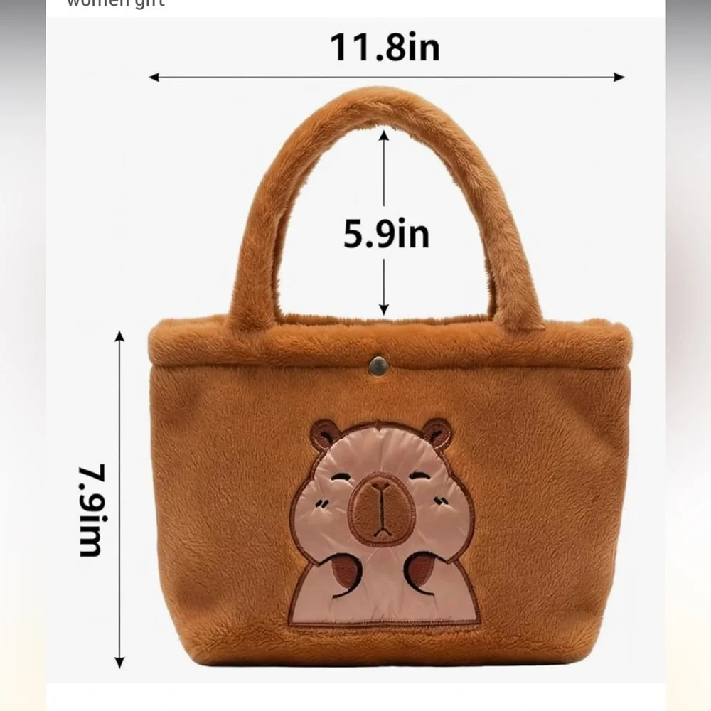 🆕Capybara Plush Tote Bag for Women - 11.8x7.9 Inch Animal Capybara